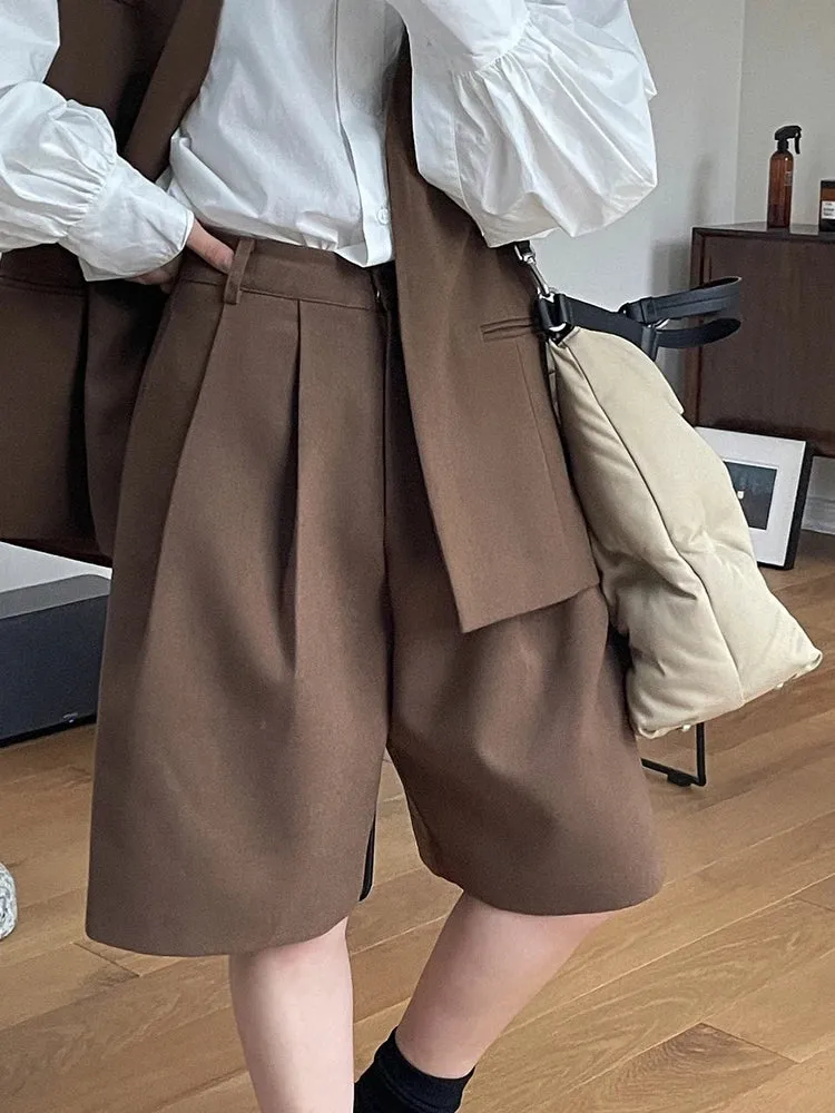 HEYFANCYSTYLE Korean Style Pleated Bermuda Shorts