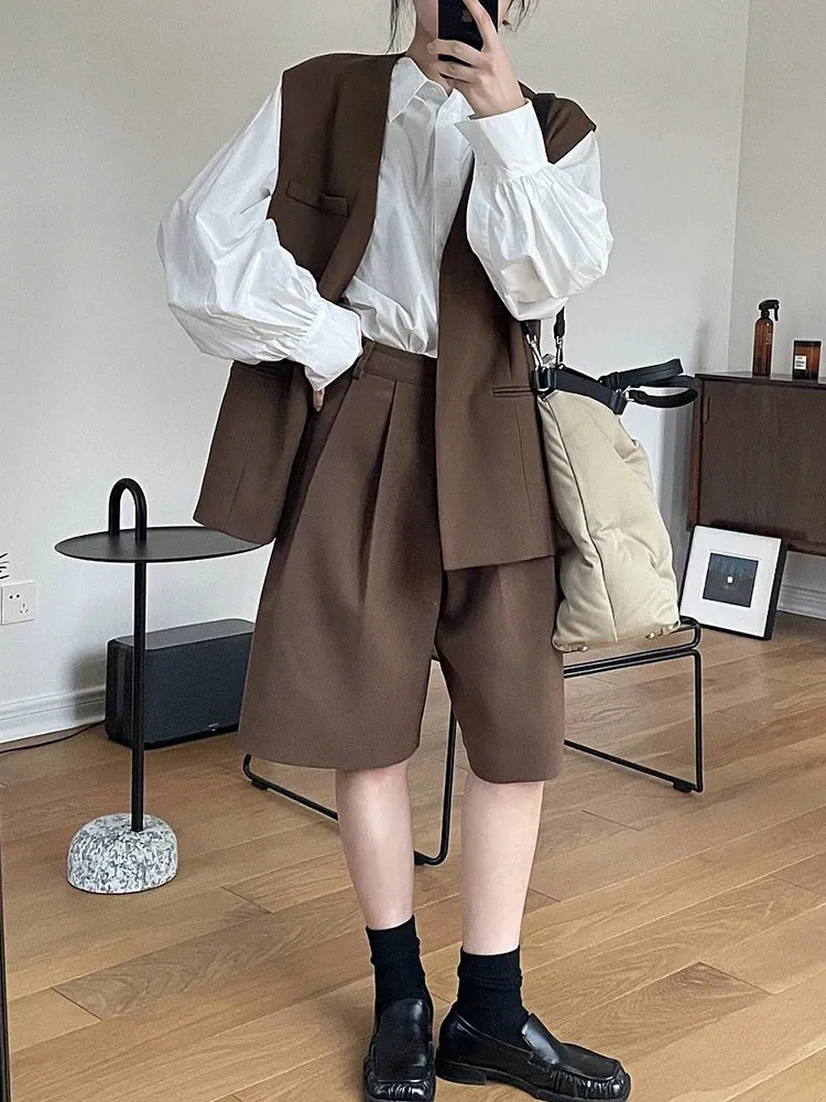 HEYFANCYSTYLE Korean Style Pleated Bermuda Shorts