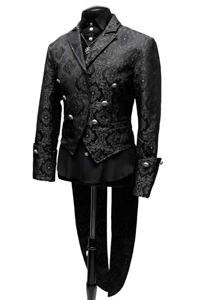 IMPERIAL TAILCOAT - BLACK EDWARDIAN BROCADE