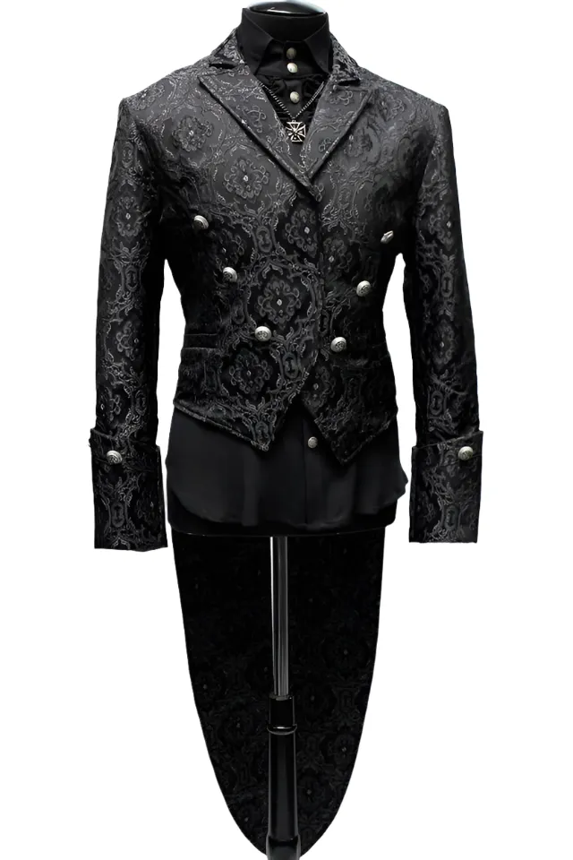 IMPERIAL TAILCOAT - BLACK EDWARDIAN BROCADE