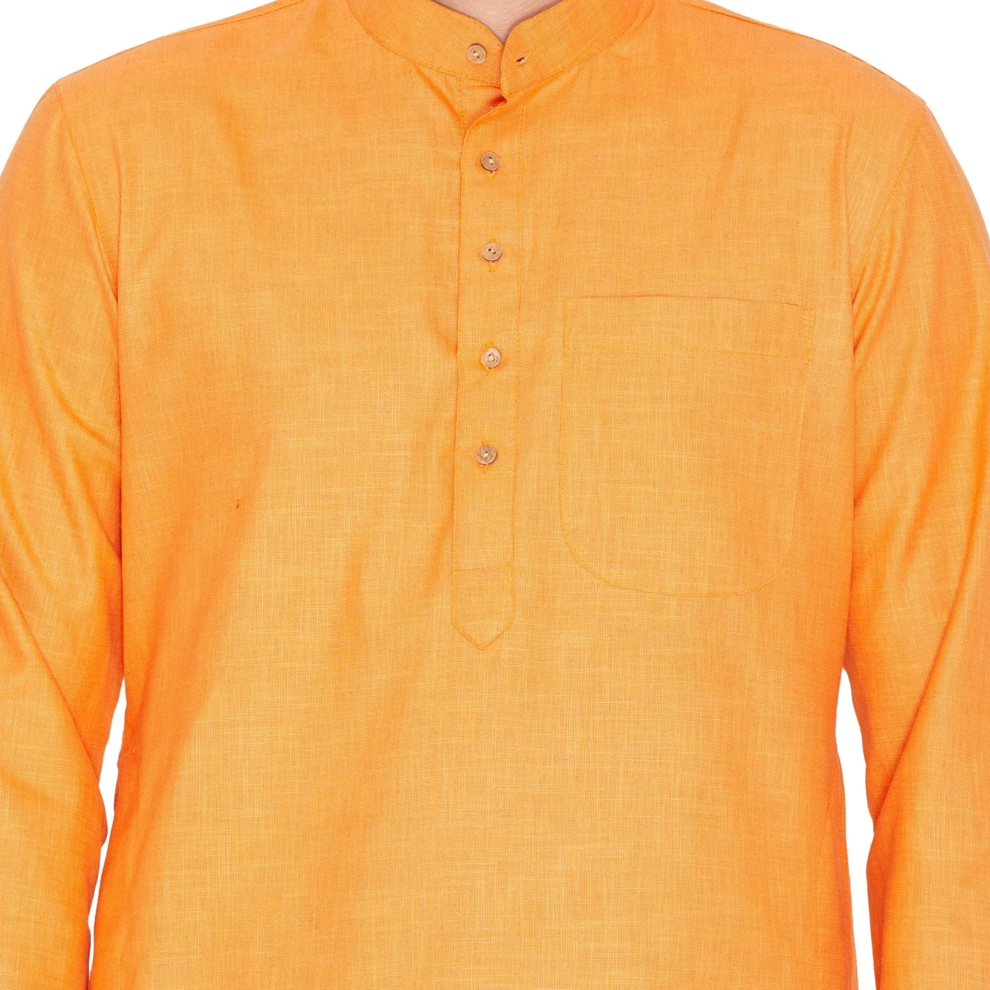 Jashvi Men's Orange Linen Kurta and Pyjama Set