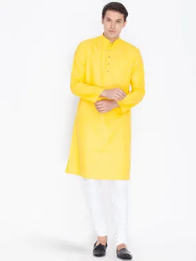 Jashvi Men's Yellow Linen Kurta and Pyjama Set