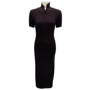 Jil Sander Wine Short Sleeved Knit Midi Dress