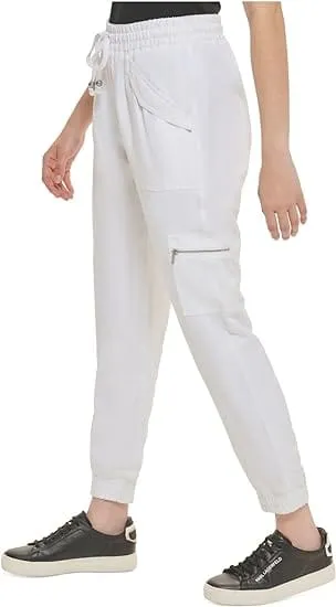 KARL LAGERFELD - Linen Blend Pull On Cargo Pants