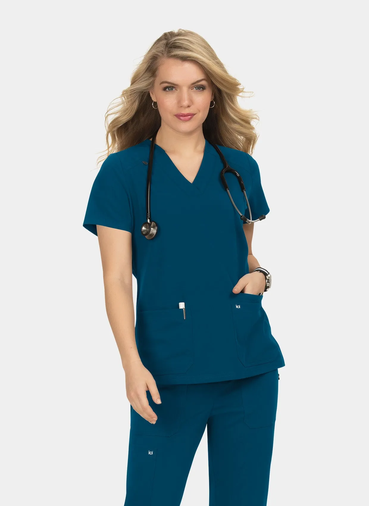 Koi Next Gen Hustle And Heart Scrub Top - Caribbean