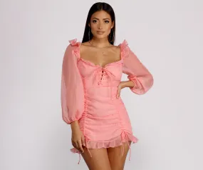 Lace Be Real Organza Sleeve Mini Dress