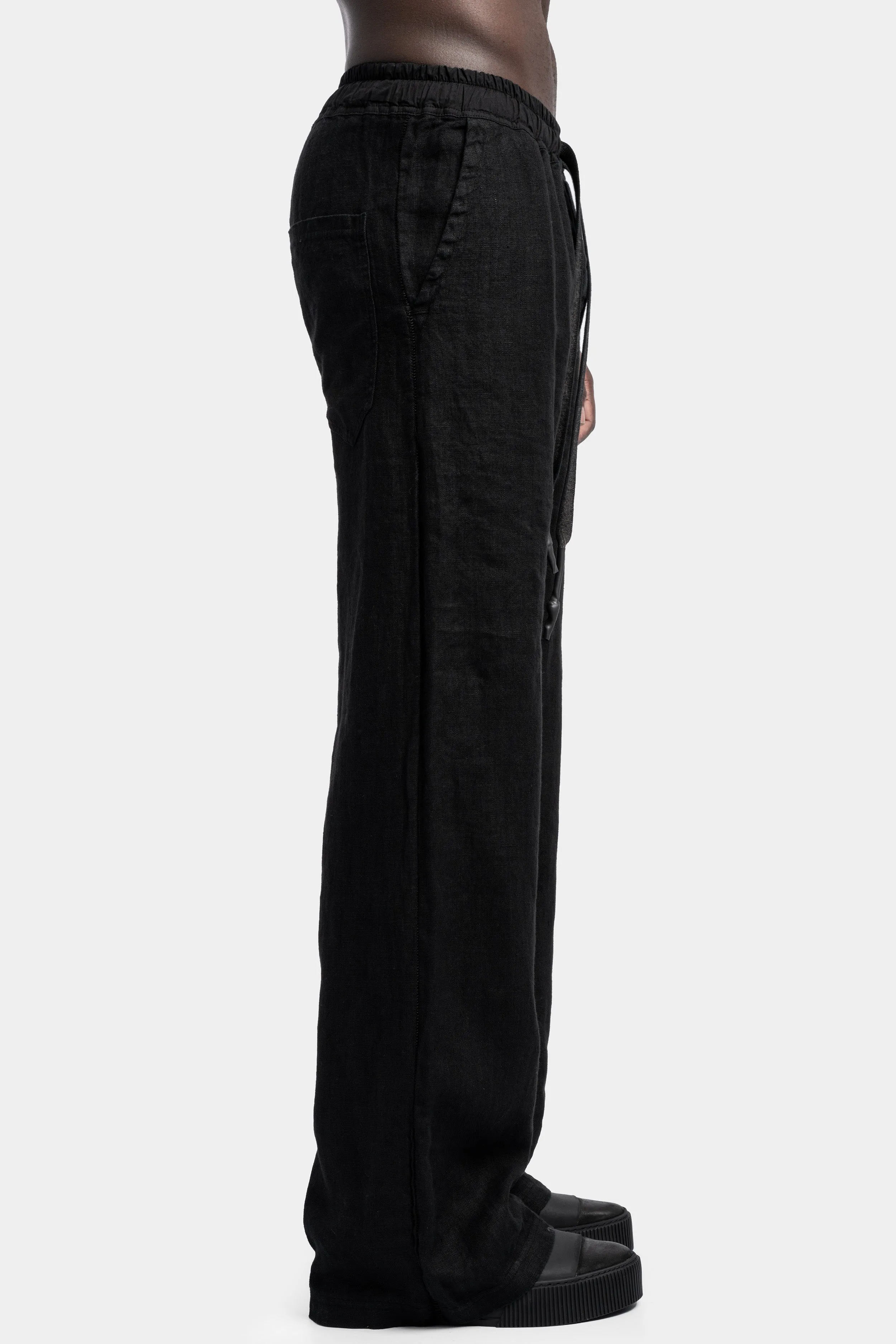 Light linen wide pants, Noir