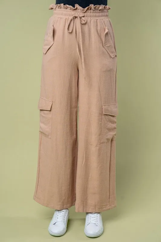 Linen Feel Cargo Pants by White Birch