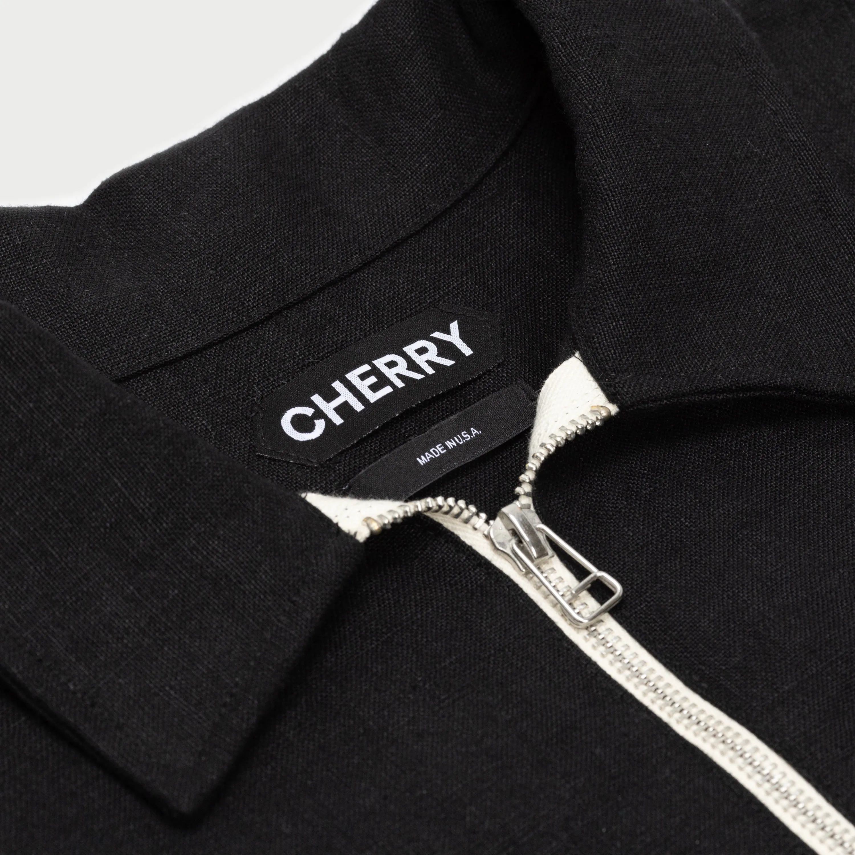 Linen Quarter Zip Shirt (Black)