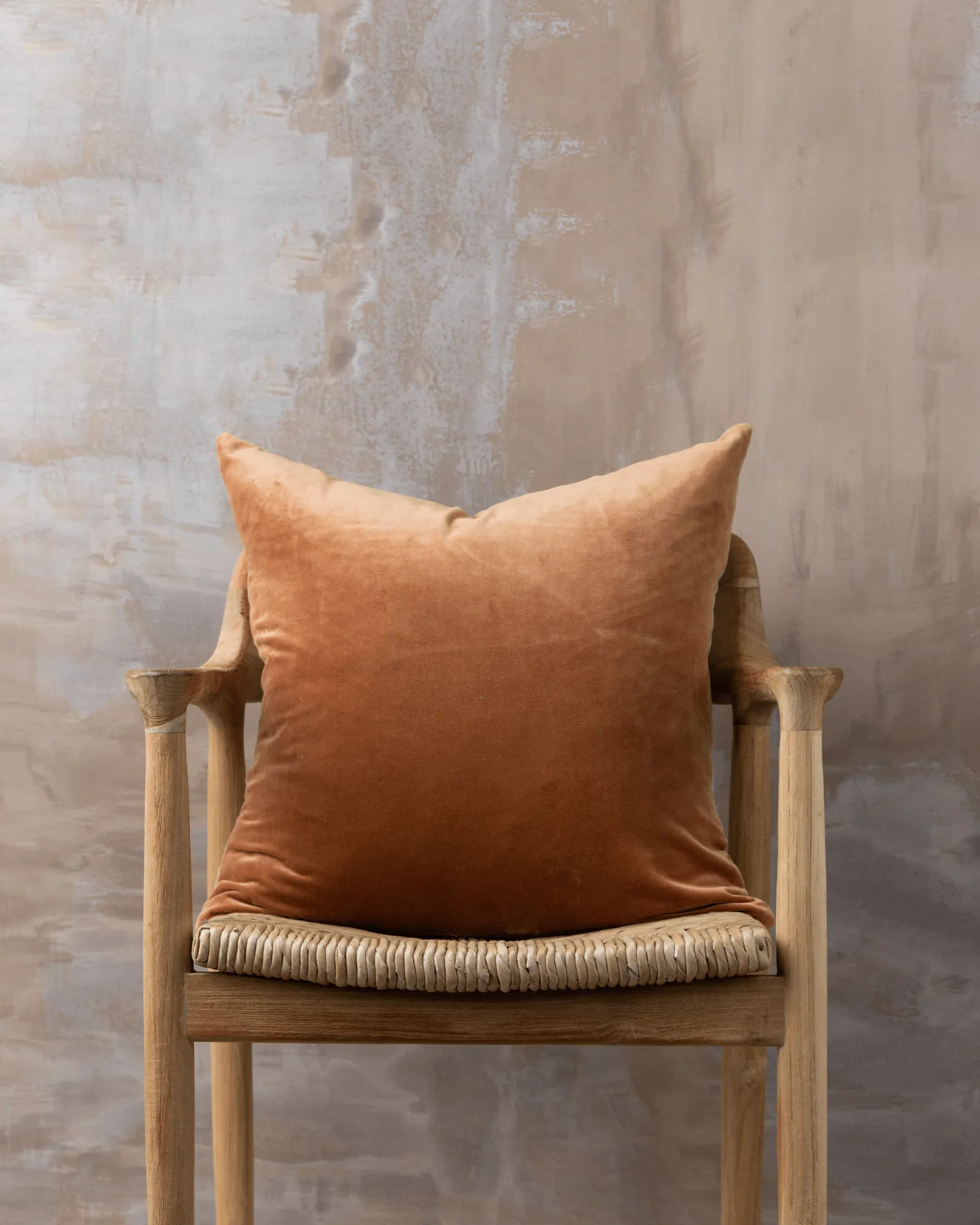 Linen/Velvet Cushion | Terracotta