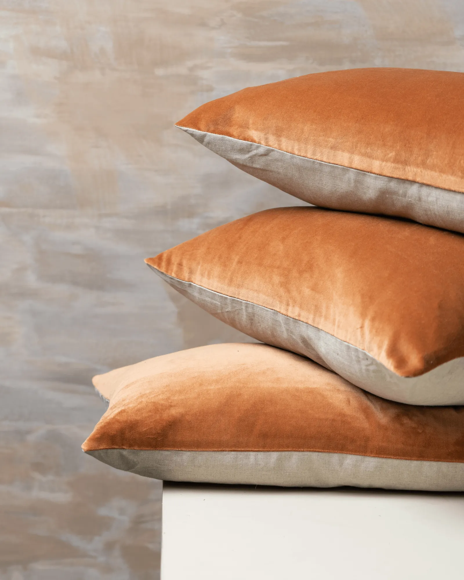 Linen/Velvet Cushion | Terracotta