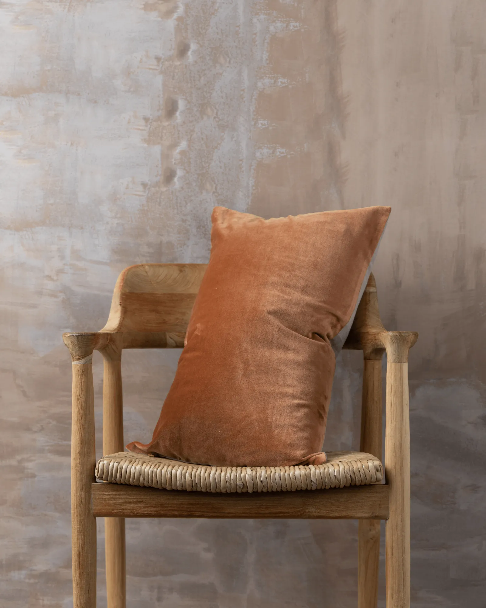 Linen/Velvet Cushion | Terracotta