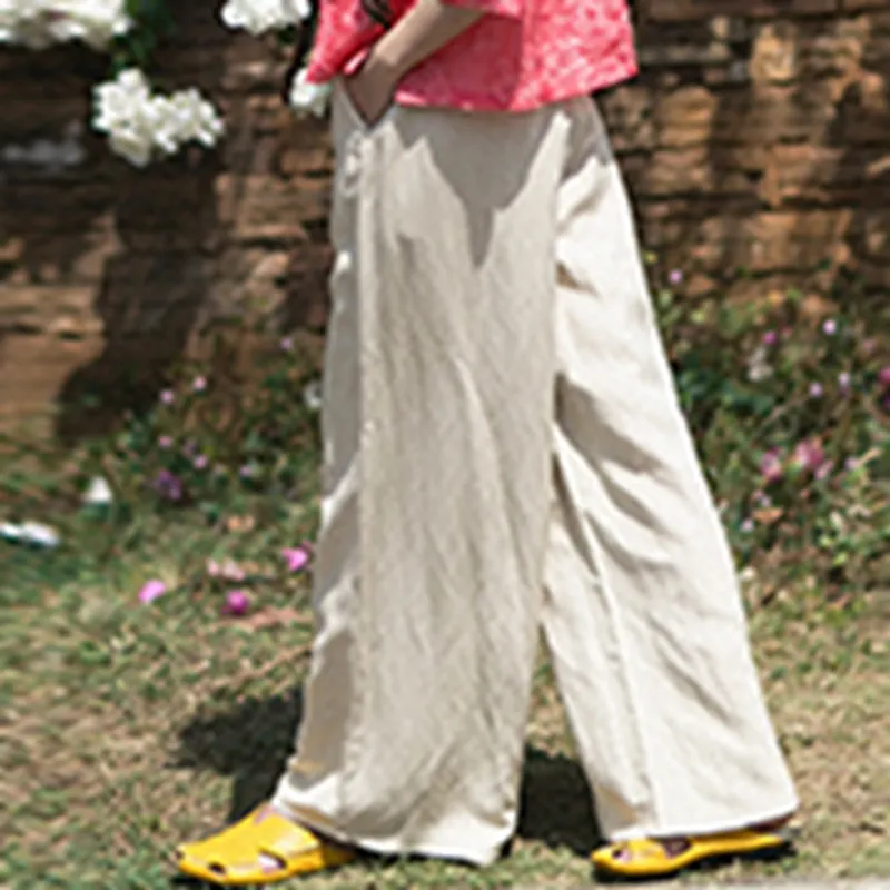 Loose Linen Casual Wide Legs Pants For Women