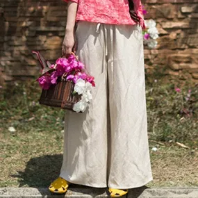 Loose Linen Casual Wide Legs Pants For Women