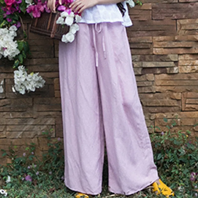 Loose Linen Casual Wide Legs Pants For Women