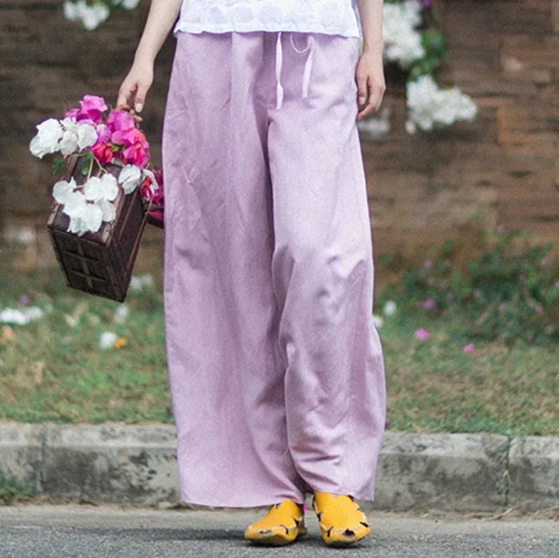 Loose Linen Casual Wide Legs Pants For Women