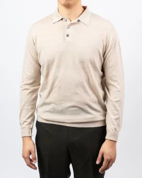 Loro Piana Merino Long Sleeve Polo - Linen