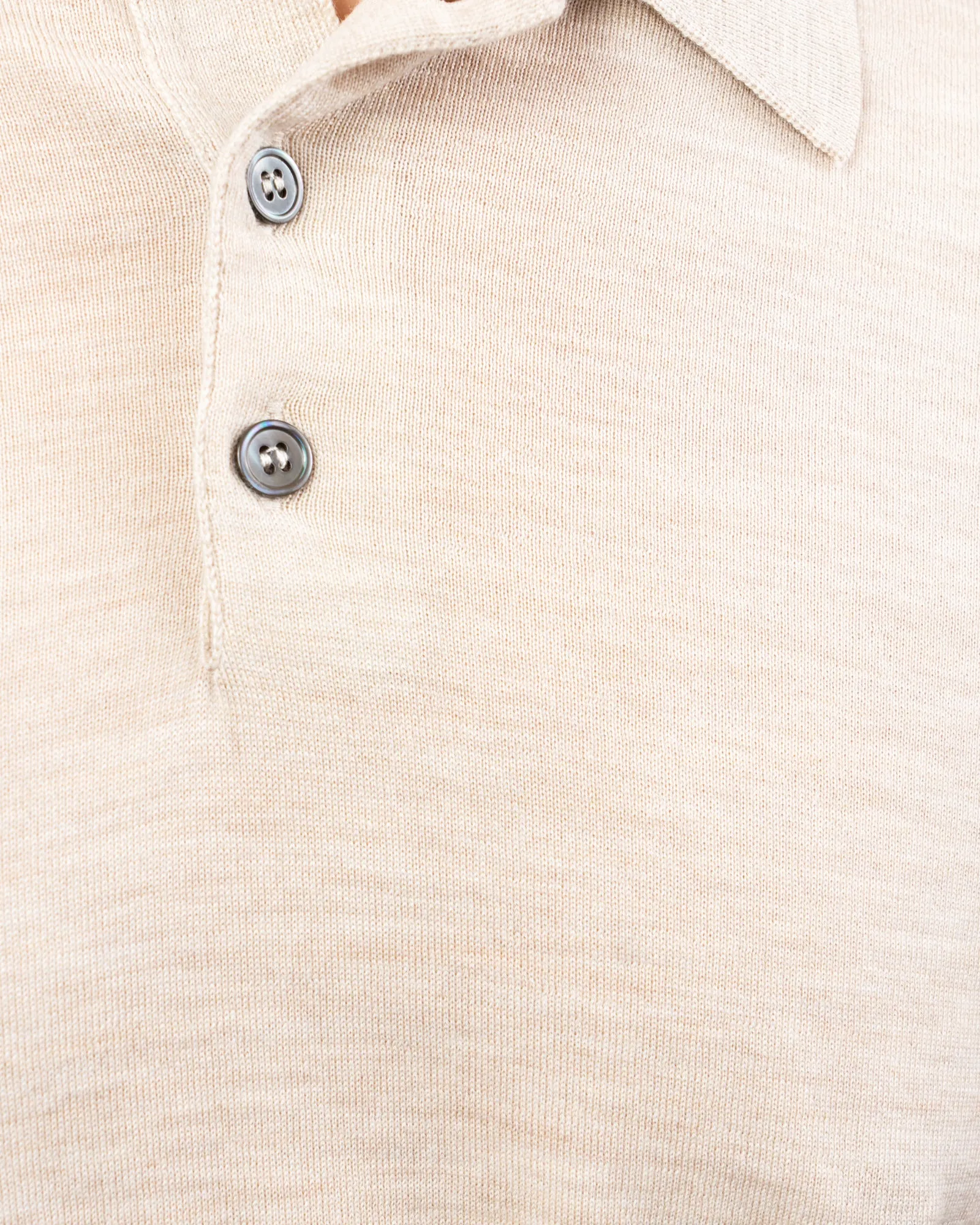 Loro Piana Merino Long Sleeve Polo - Linen