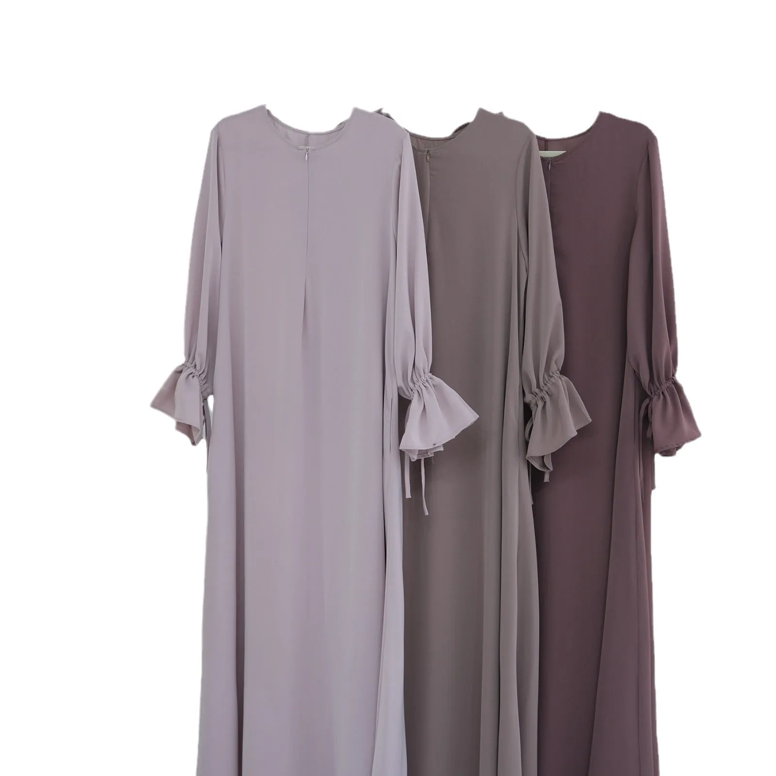 LR793 Solid color dress with small trumpet sleeves length skirt Abaya