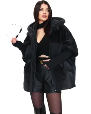 Luna Genuine Mink Fur Trim Down Coat