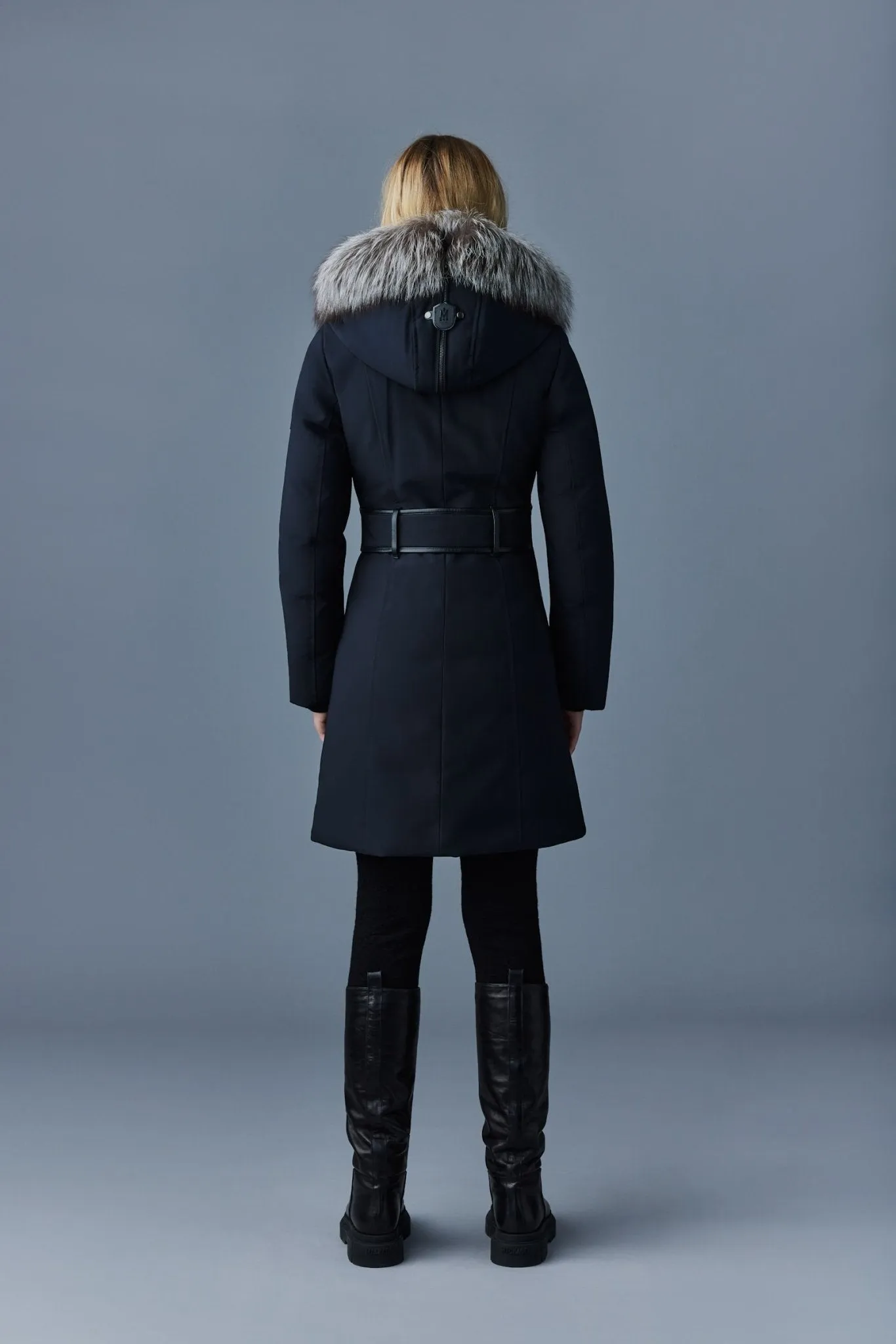 MACKAGE TRISH-X - Powder Touch Down Coat With Silver Fox Fur Signature Mackage Collar