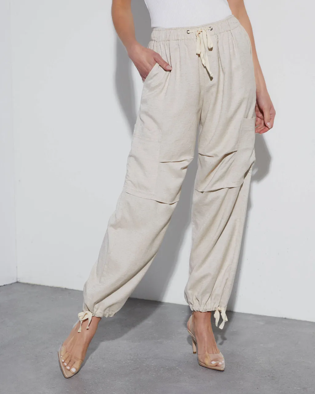 Mandy Linen High Rise Cargo Pants