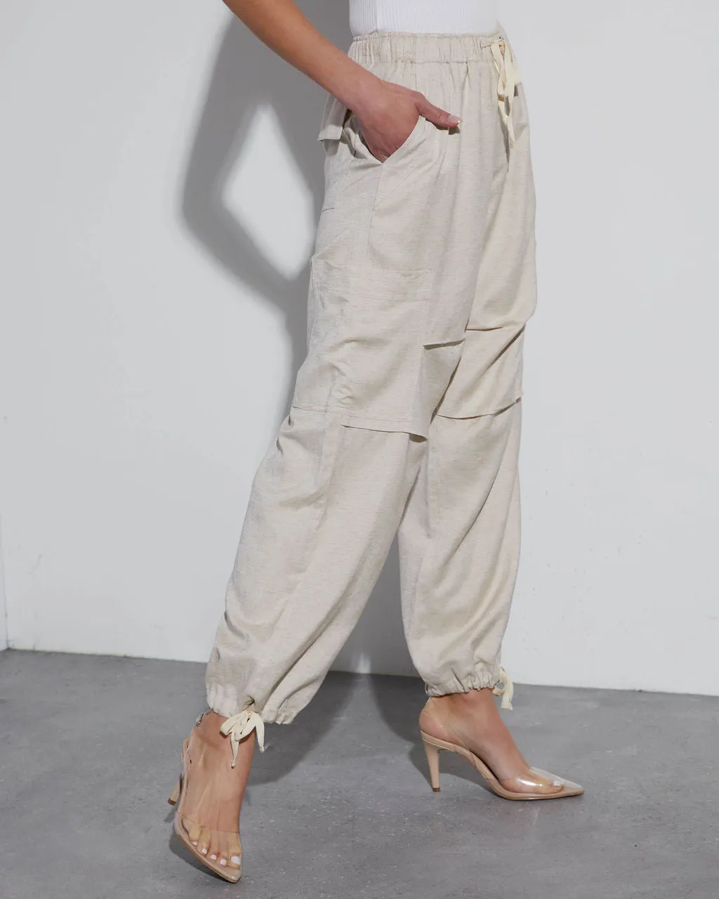 Mandy Linen High Rise Cargo Pants