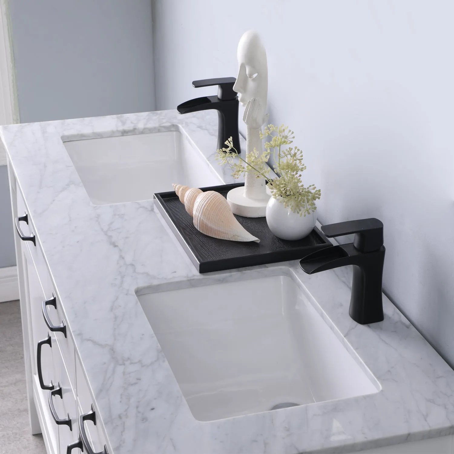 Maribella 60" Double Bathroom Vanity Set with Carrara White Marble Countertop