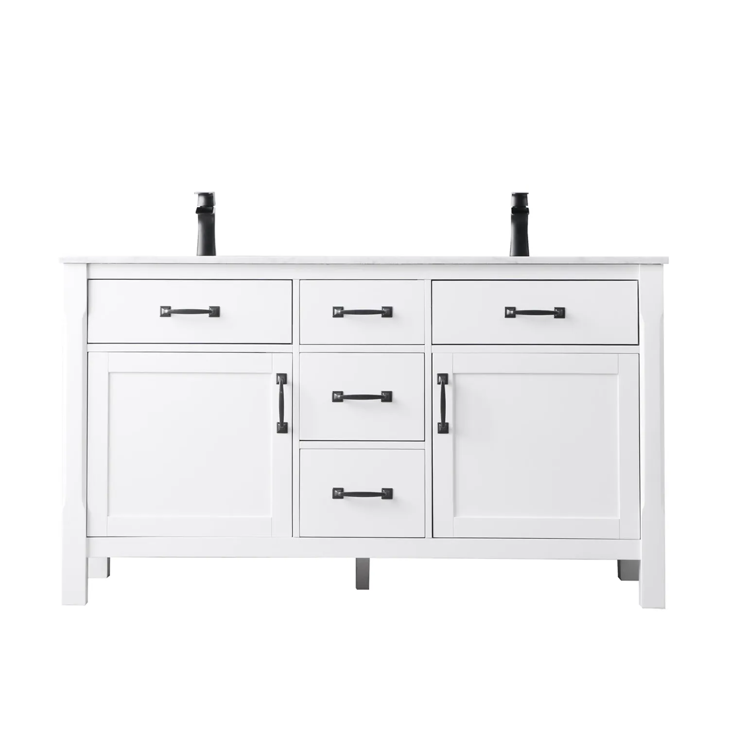 Maribella 60" Double Bathroom Vanity Set with Carrara White Marble Countertop