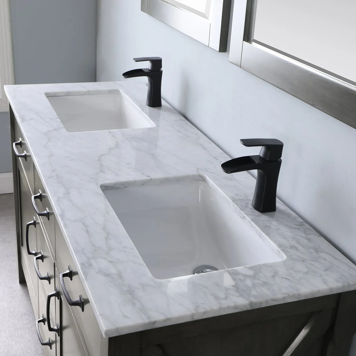 Maribella 60" Double Bathroom Vanity Set with Carrara White Marble Countertop