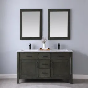 Maribella 60" Double Bathroom Vanity Set with Carrara White Marble Countertop