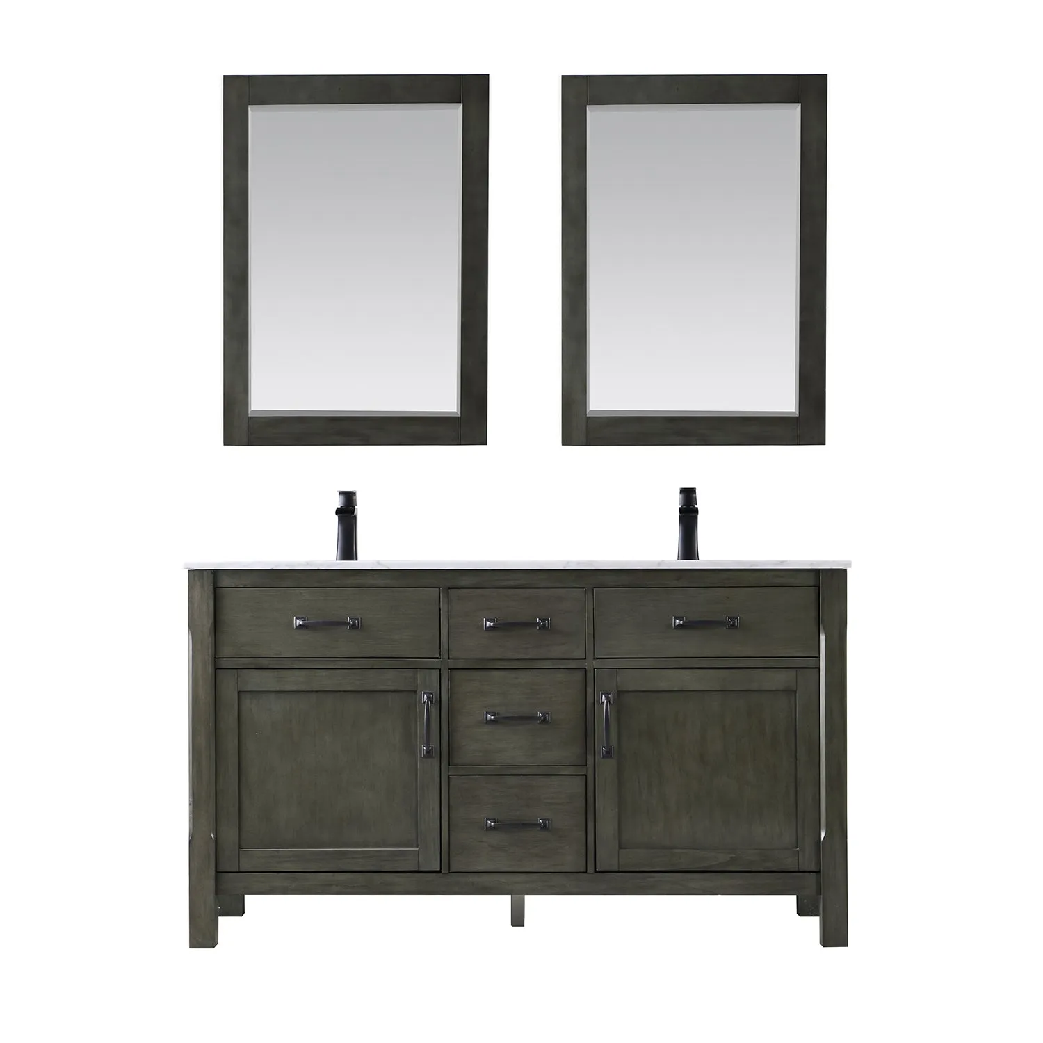 Maribella 60" Double Bathroom Vanity Set with Carrara White Marble Countertop