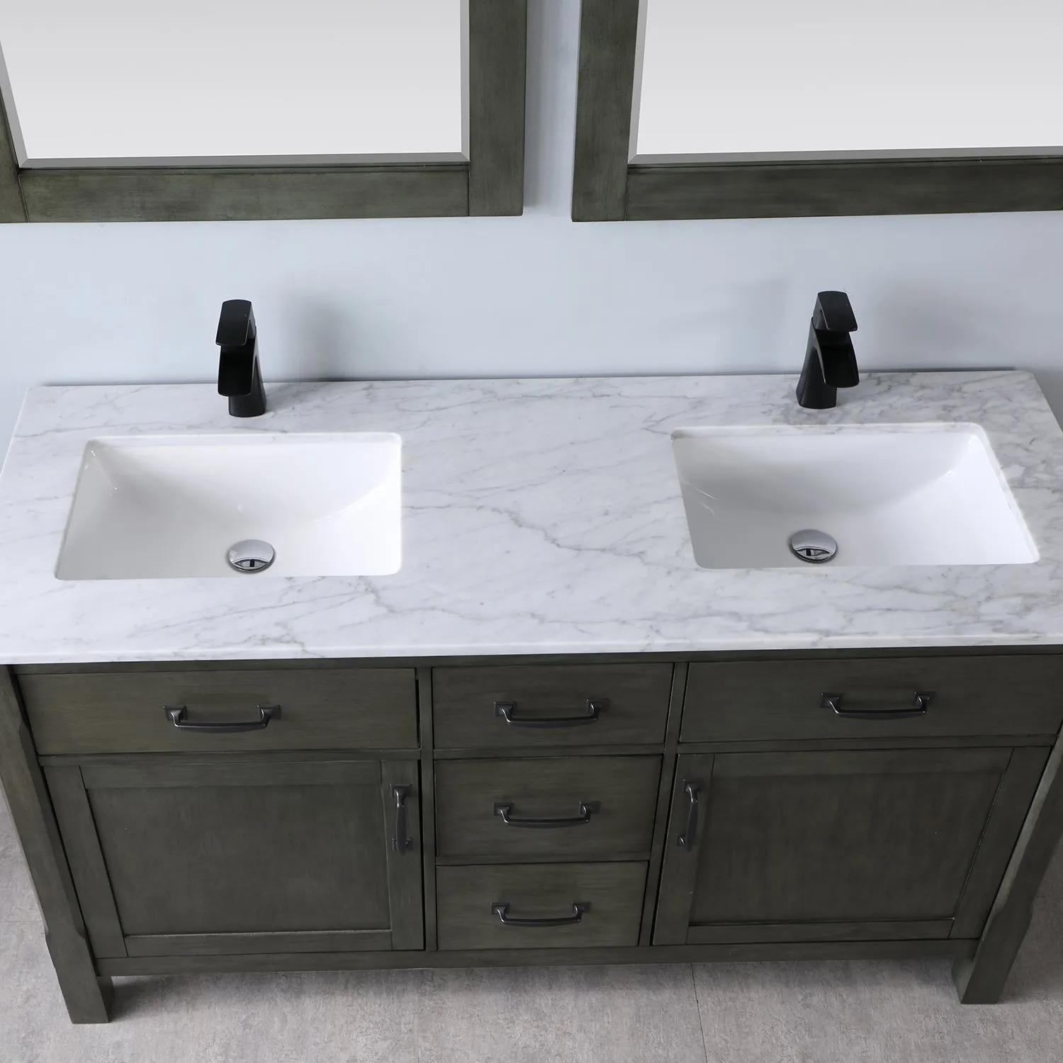 Maribella 60" Double Bathroom Vanity Set with Carrara White Marble Countertop