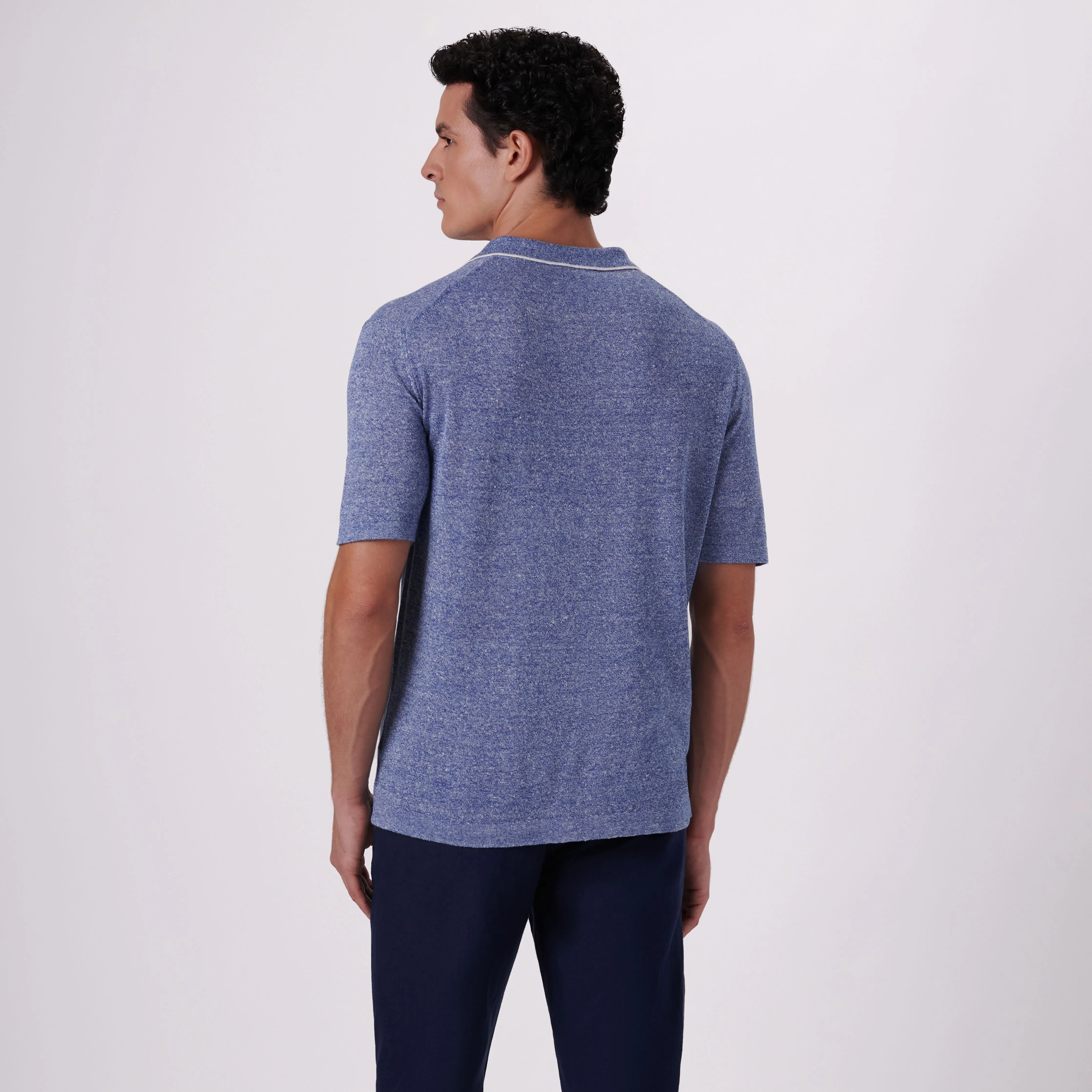 Melange Short Sleeve Riviera V-Neck Sweater