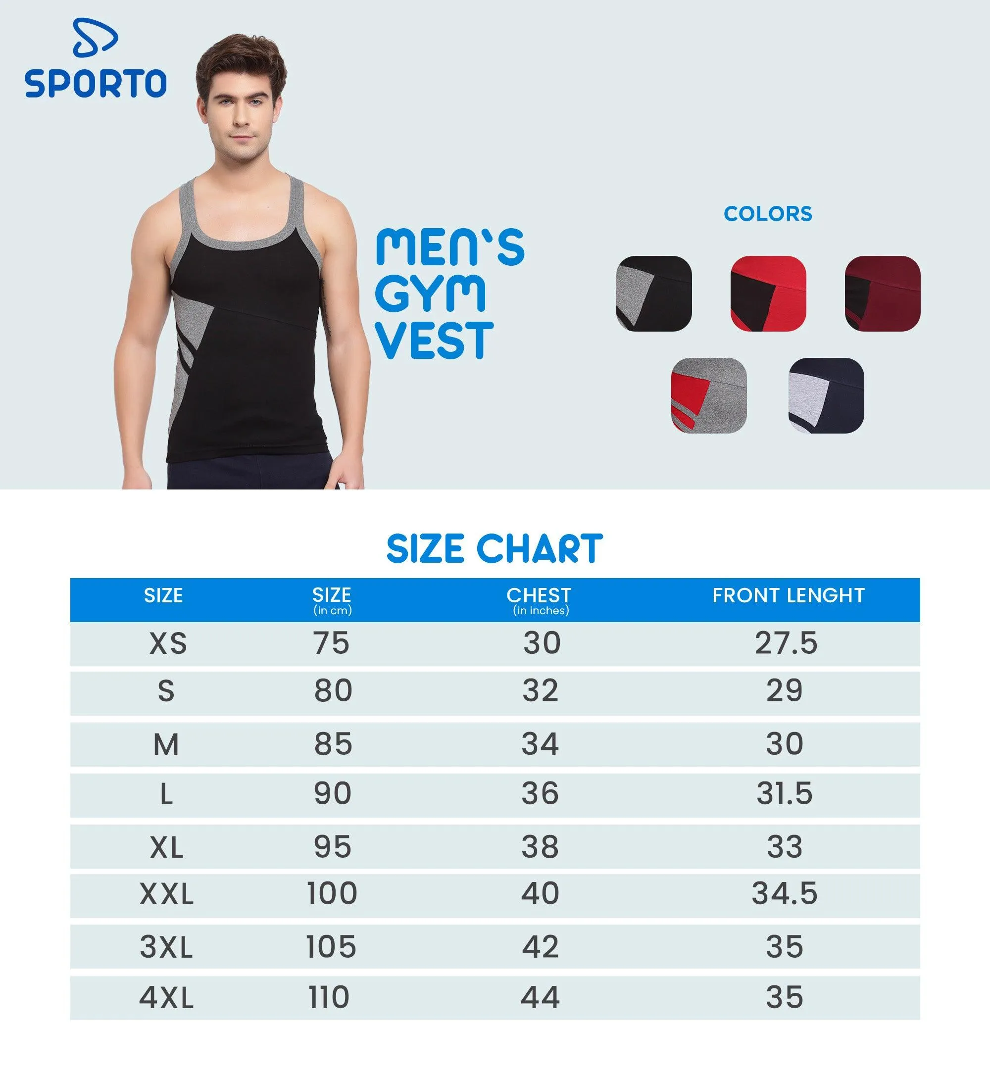 Men's Gym Vests with Side Contrast Panel - Pack of 2 (Black & Burgundy)