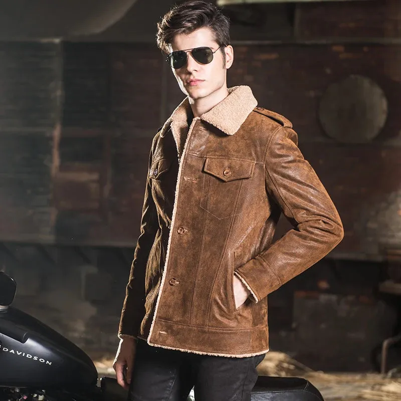 Men's Pigskin Denim Leather Jacket