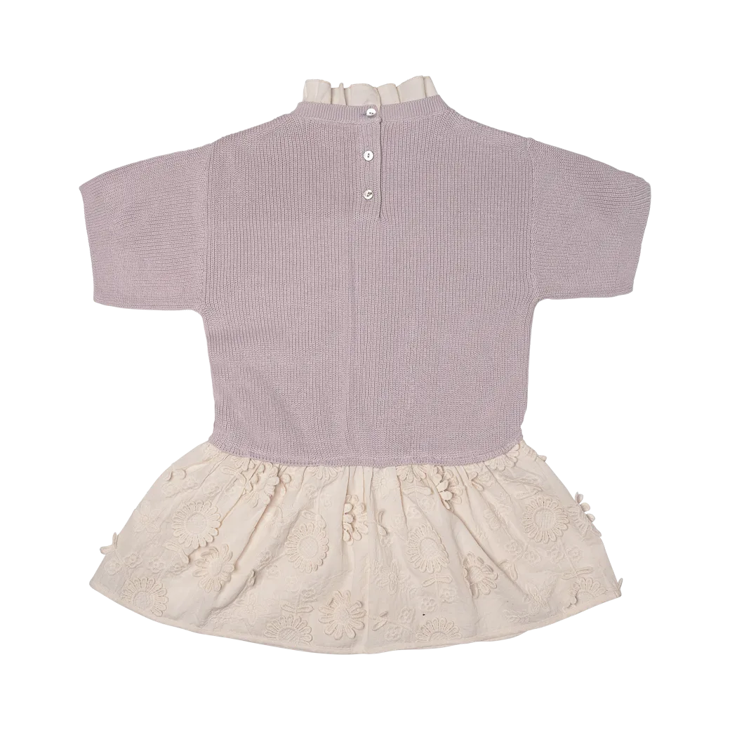 MESI KNIT DRESS W/ EMBROIDERY SKIRT-Lilac