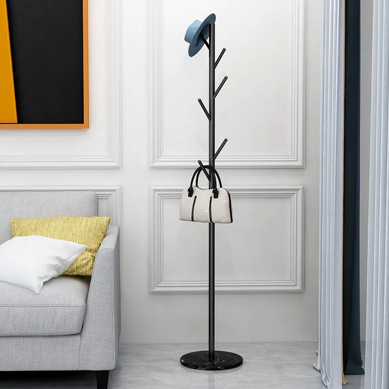 Metal Coat Rack with Stable Marble Base-Black