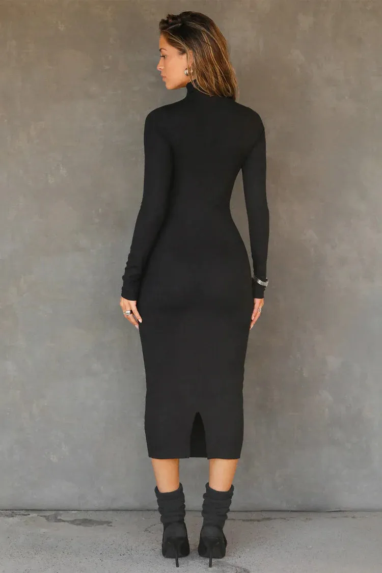 Mock Neck Midi Dress