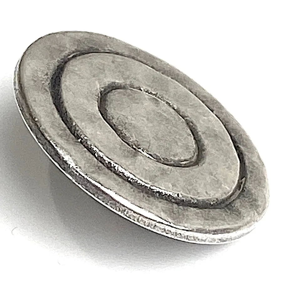 Mystic Rings Antique Silver 7/8" Shank Back Metal Button, Italy, 23mm # FJ-62