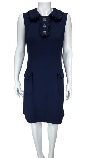 Nanette Lepore, Women's Ruffle-Trim Crepe Dress, Navy, Size 8