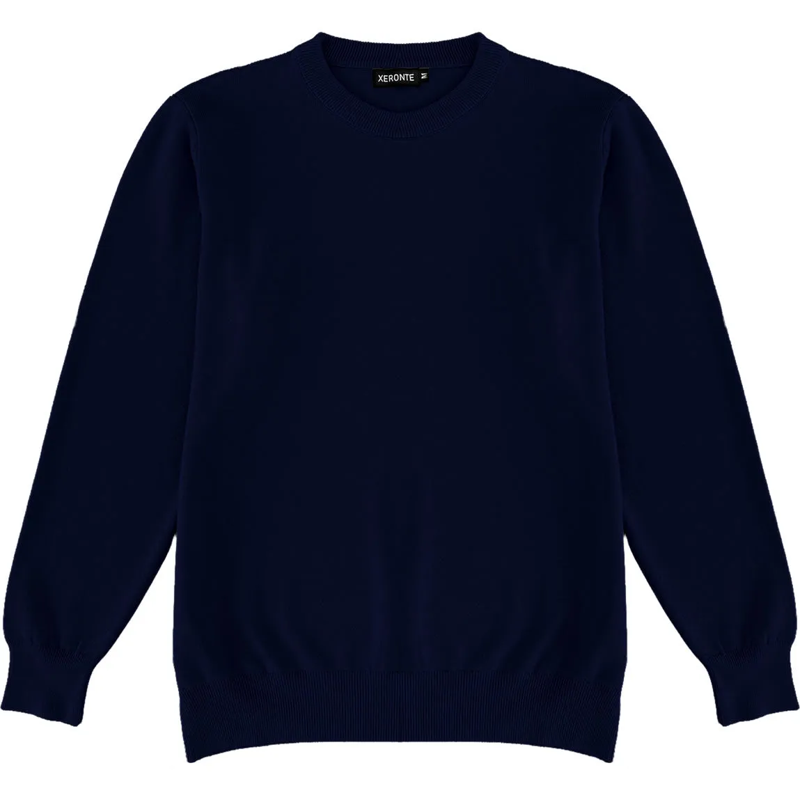 Navy Blue Mens Knit Classic Crew Neck Sweater