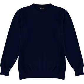 Navy Blue Mens Knit Classic Crew Neck Sweater