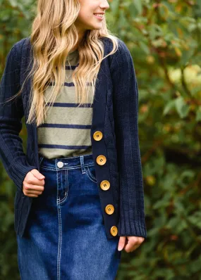 Navy Knitted Cardigan Jacket - FINAL SALE