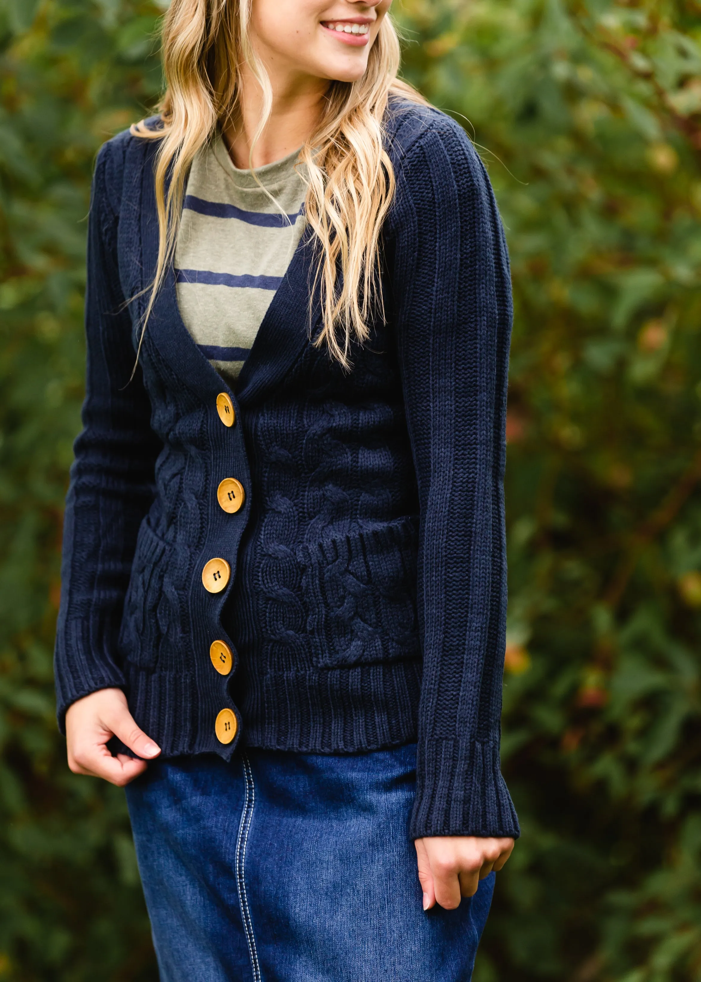 Navy Knitted Cardigan Jacket - FINAL SALE