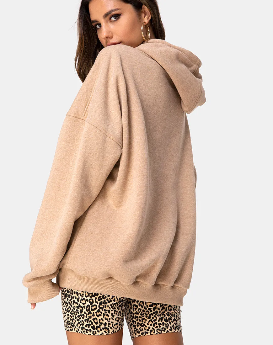 Oversize Hoody in Tan I Want it Embro