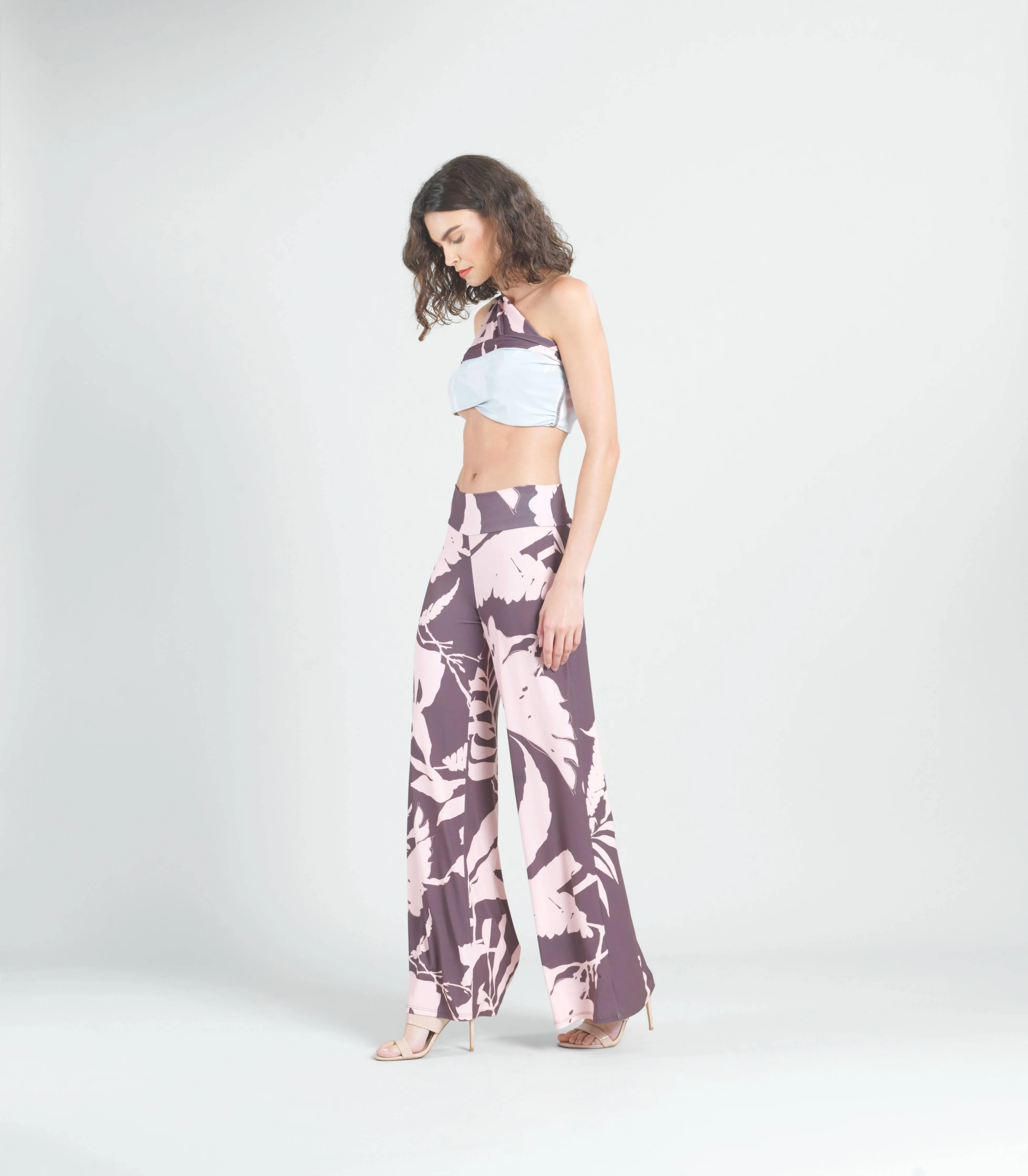 Palazzo Pant - Floral Stem: PINK/COCO / S