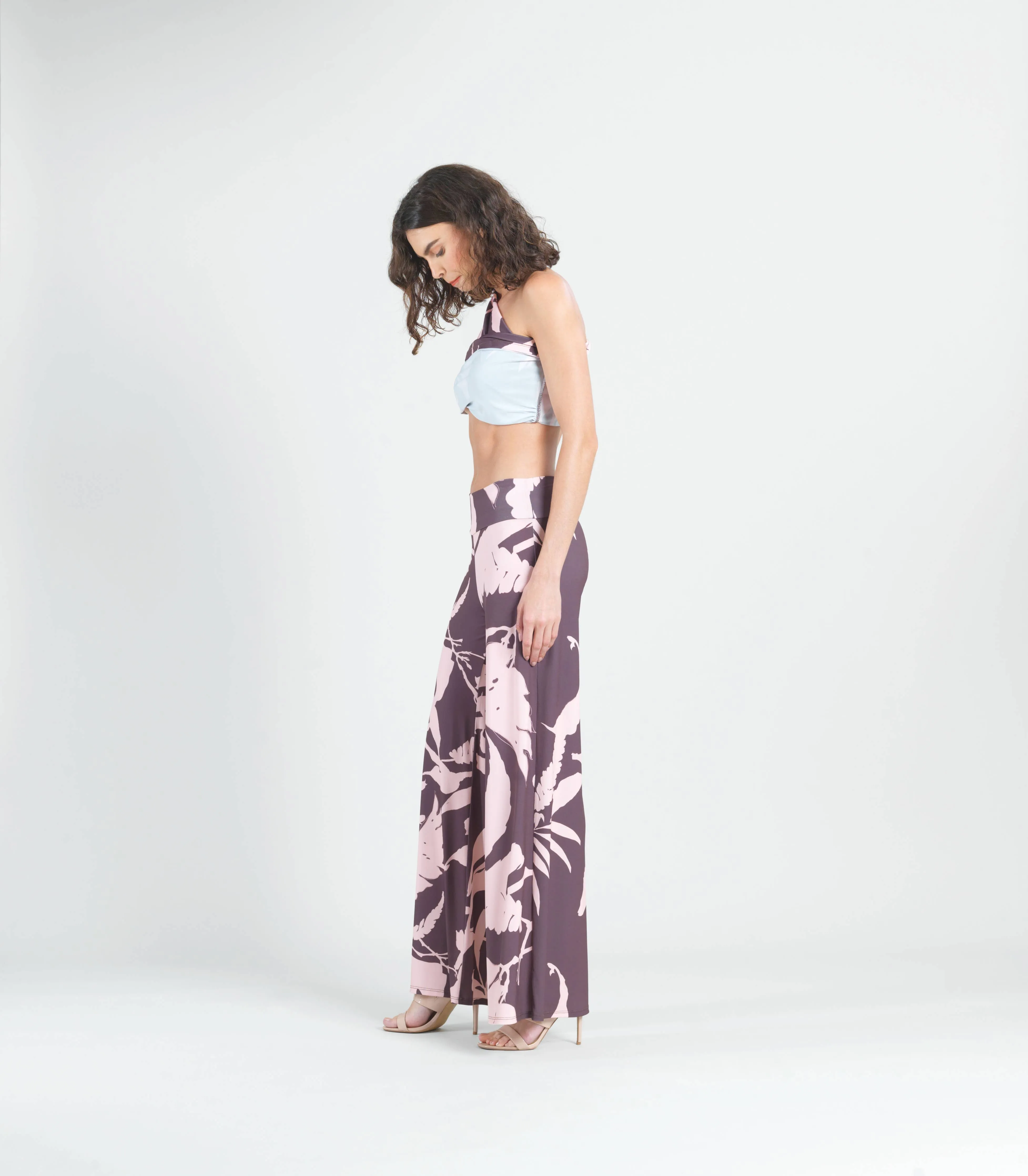 Palazzo Pant - Floral Stem: PINK/COCO / S