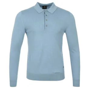 Paul Smith Sweater LS Polo in Sky Blue