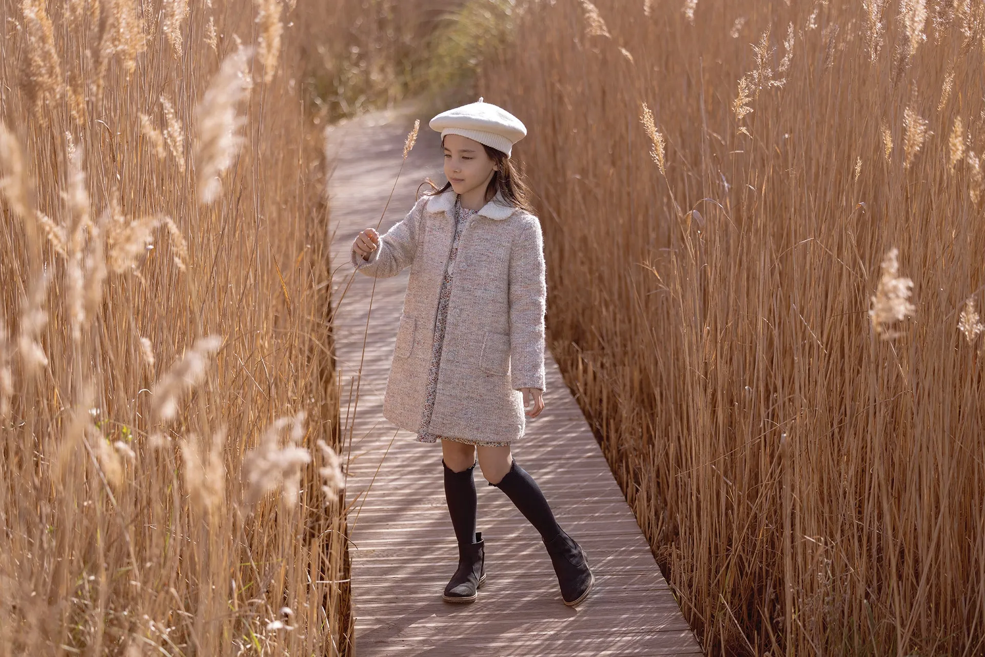 Pink Tweed Sherpa Collar Coat